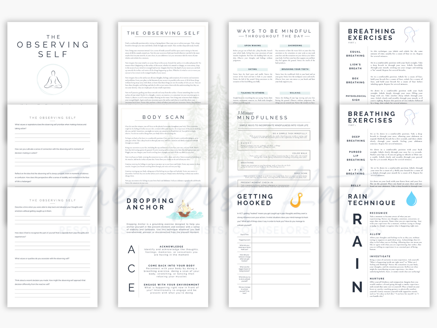 Acceptance and Commitment Therapy Worksheet Bundle