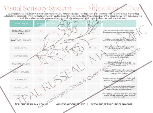 Sensory Adaptations Chart - Visual