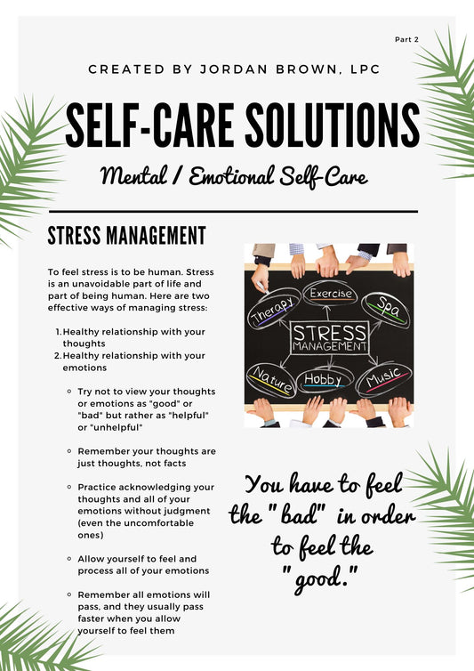 Self Care Solutions Newsletters Part 2: Mental / Emotional Self-Care