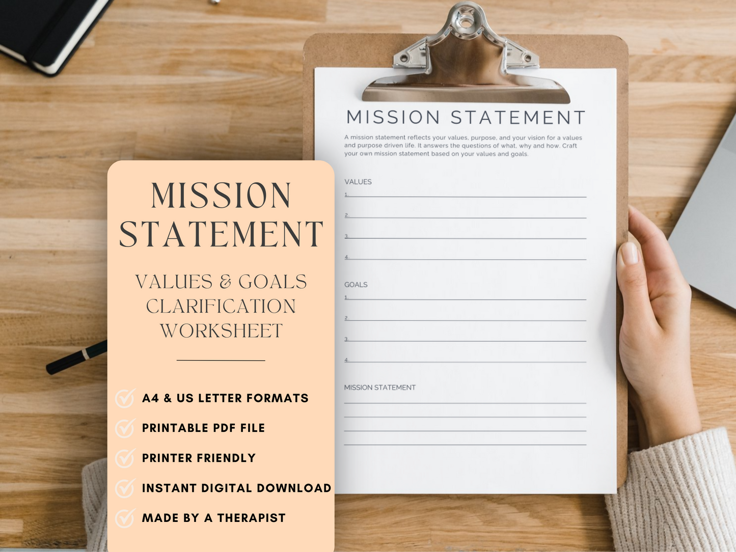 Mission Statement- Values Clarification & Goal Setting Worksheet