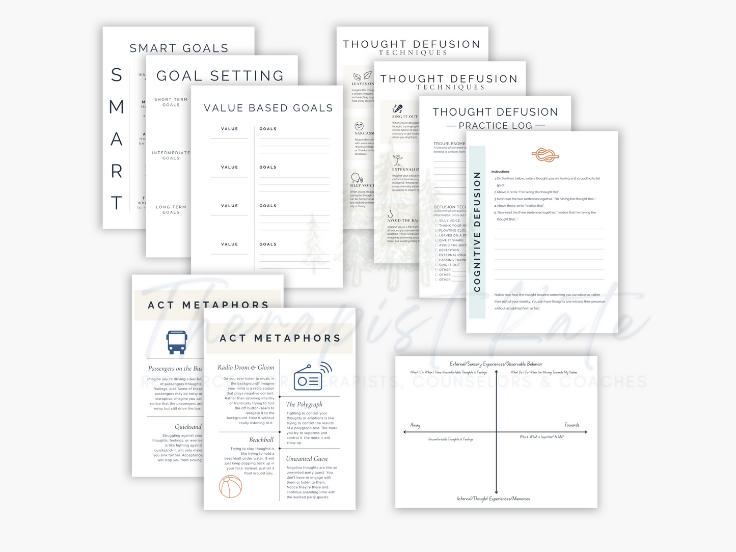 Acceptance and Commitment Therapy Worksheet Bundle