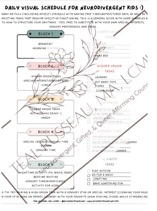 Daily Visual Schedule for Neurodivergent Kids