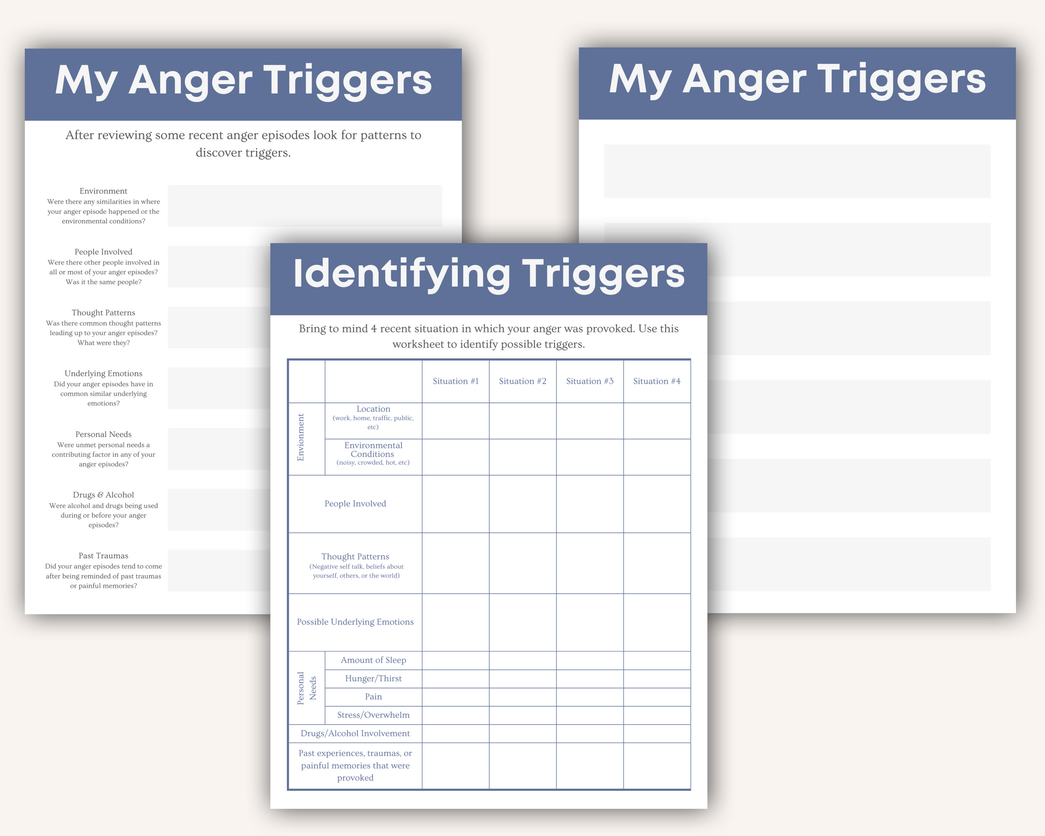 Anger Triggers Worksheets | Identify Sources of Anger & Heal