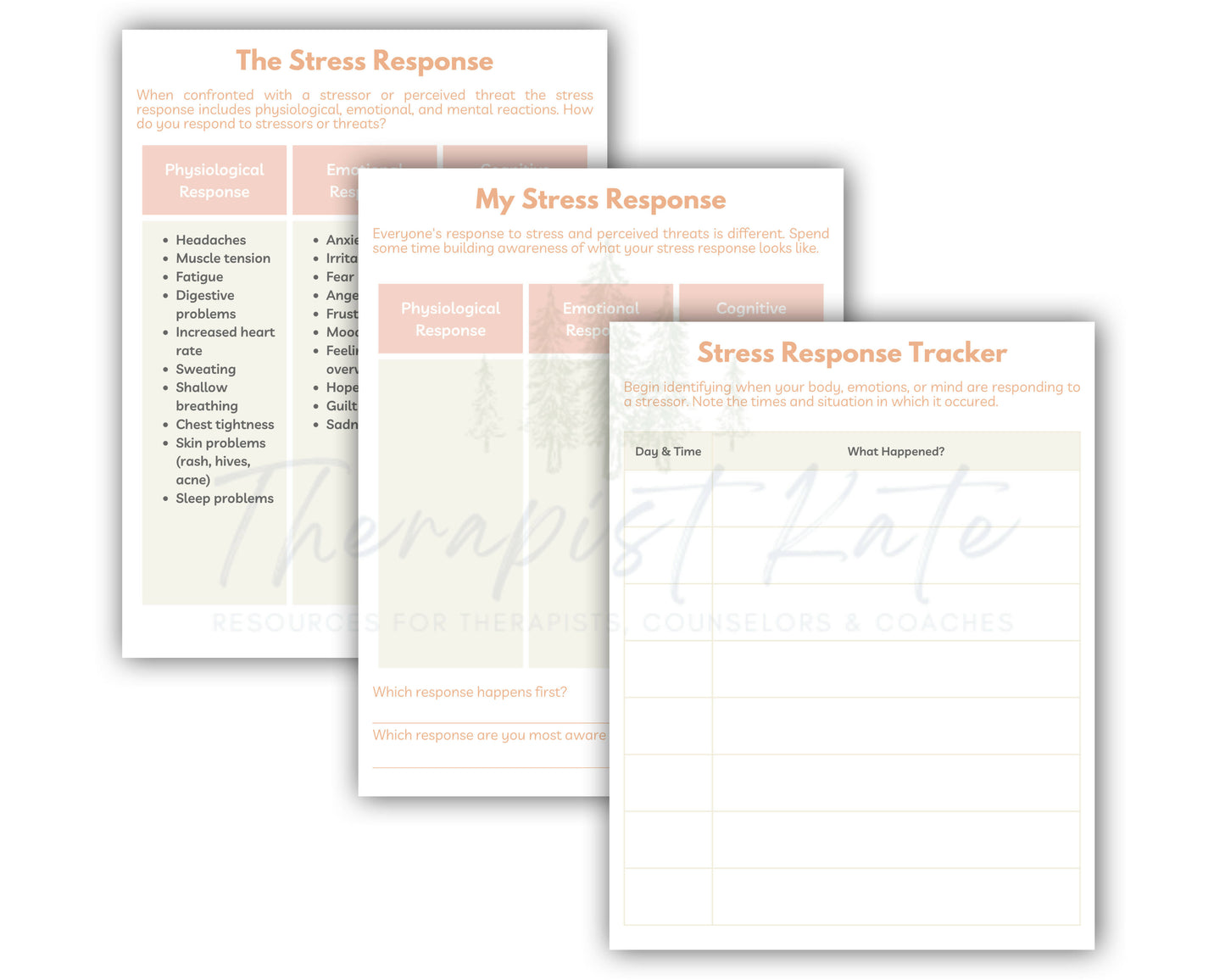 Stress Response Worksheets