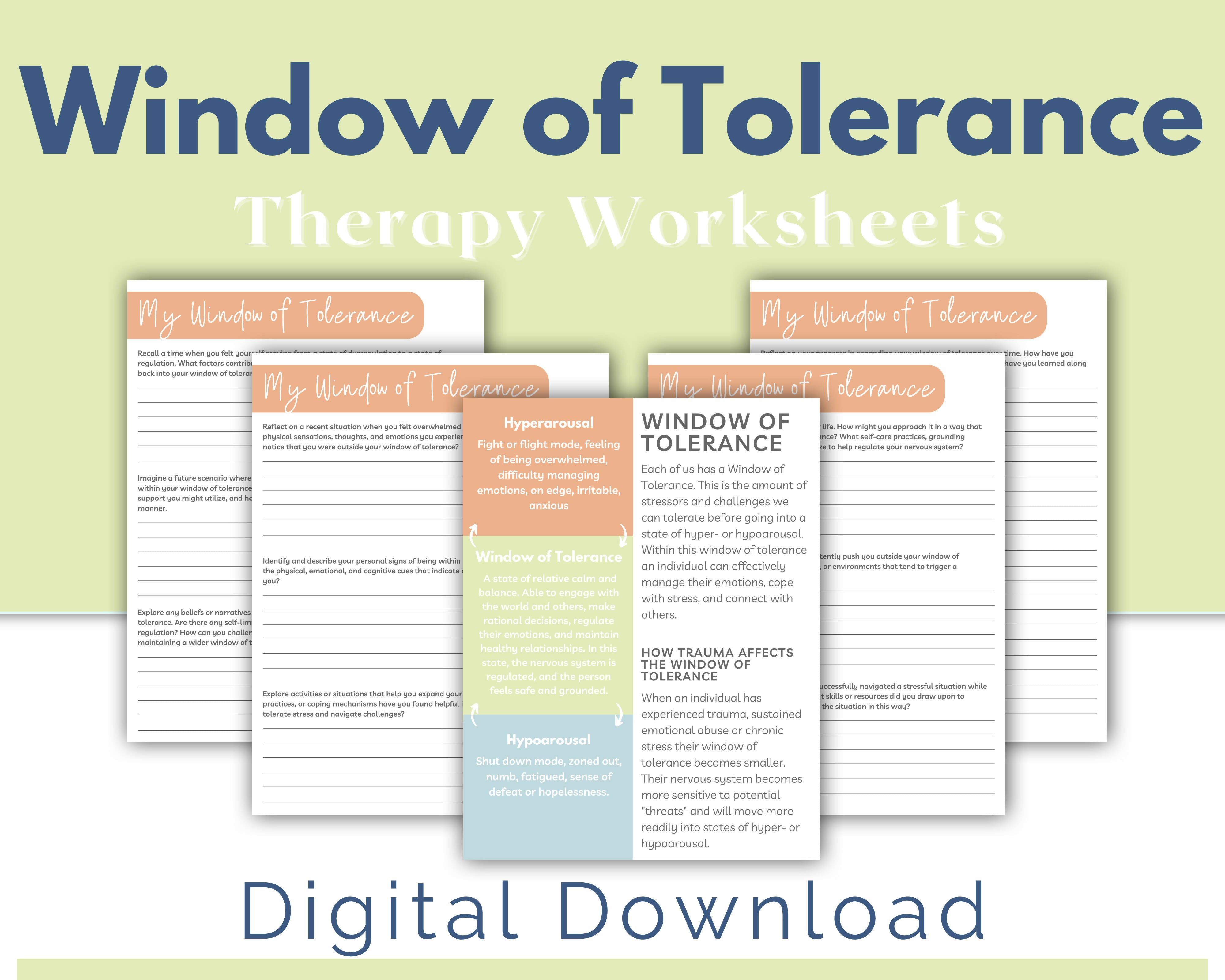 Emotion Regulation Worksheets | Window of Tolerance