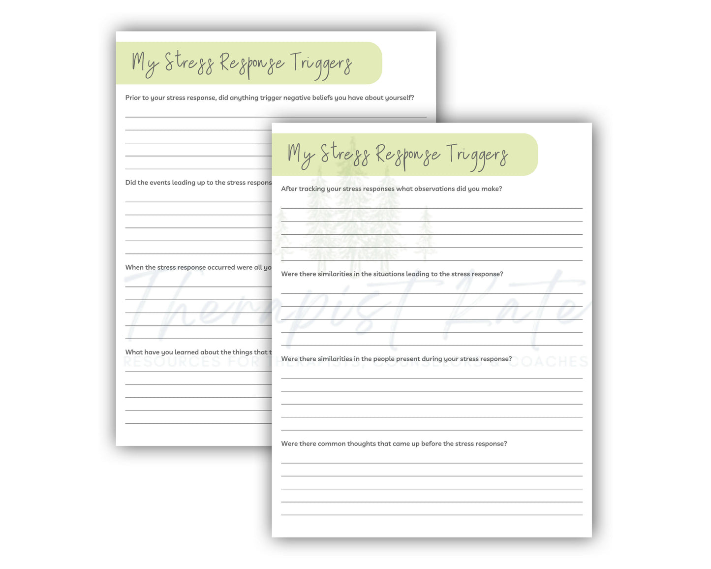 Stress Response Worksheets